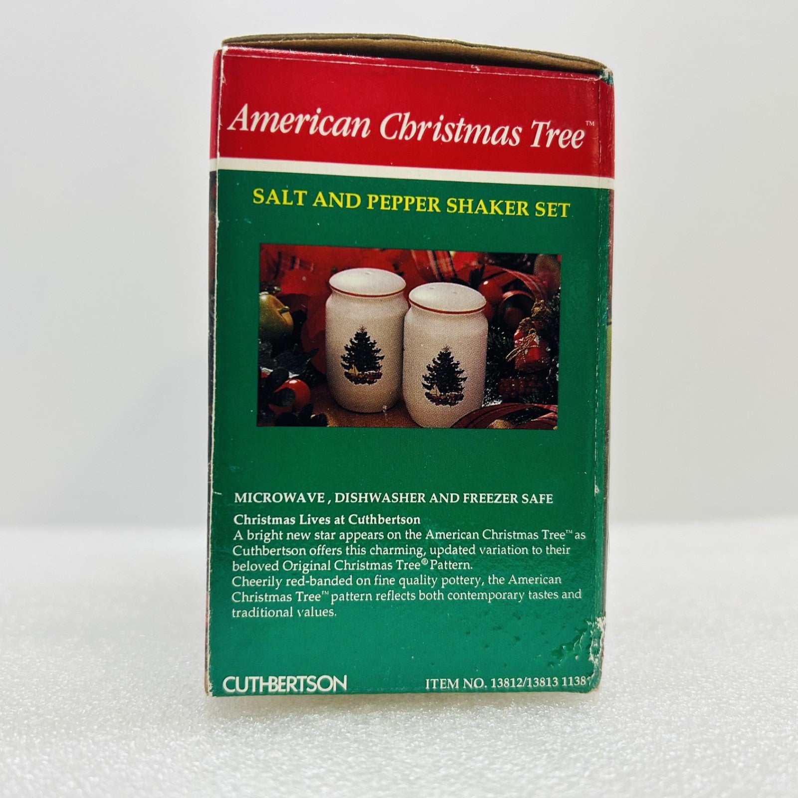 Cuthbertson American Christmas Tree Salt Pepper Shakers Set w Box