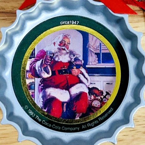 Vintage Coca-Cola Trim-A-Tree Christmas Ornament Bottle Cap Santa NIB