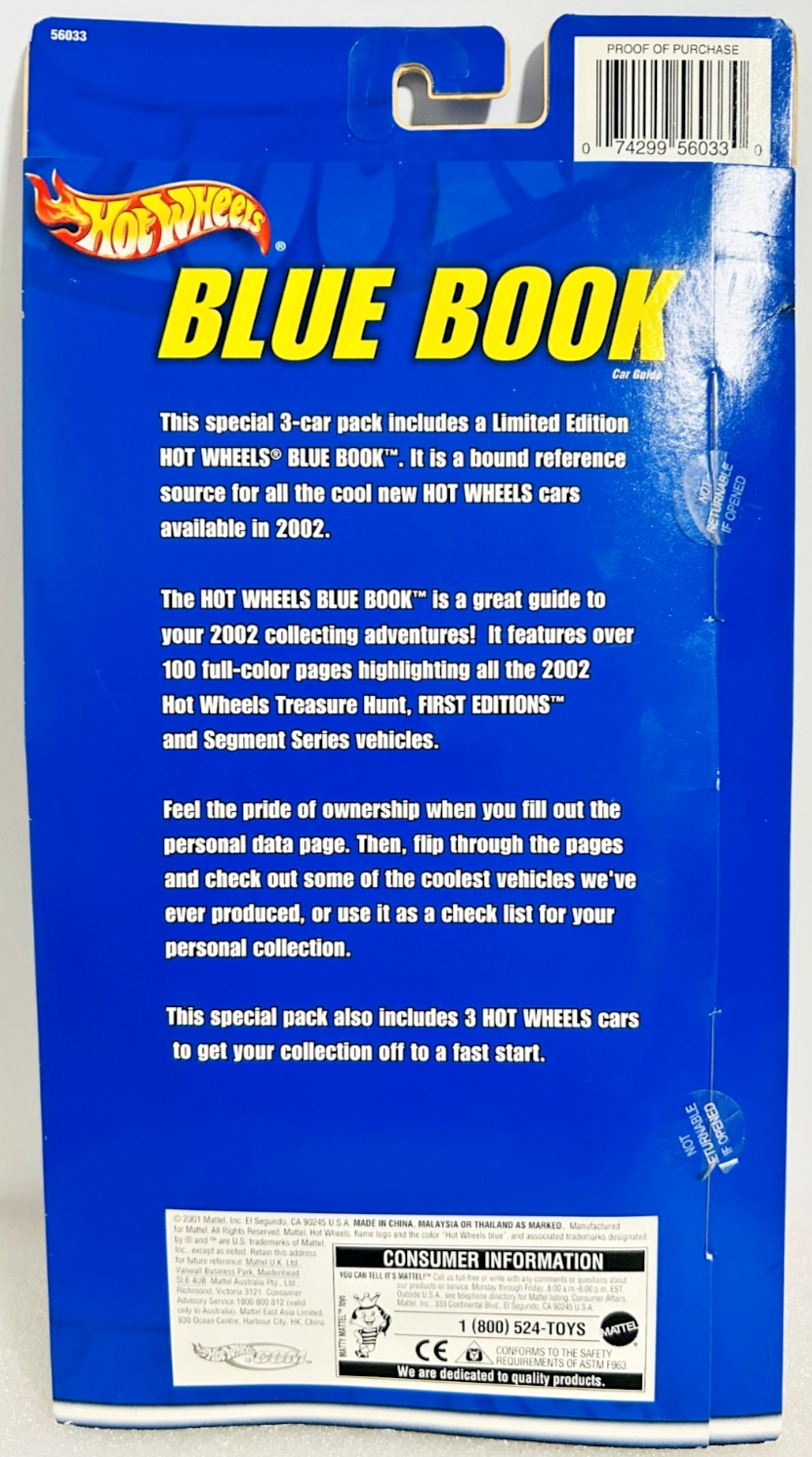 2002 Hot Wheels, Blue Book Collection, 3 Car Pack with Exclusive Vehicle, 1:64