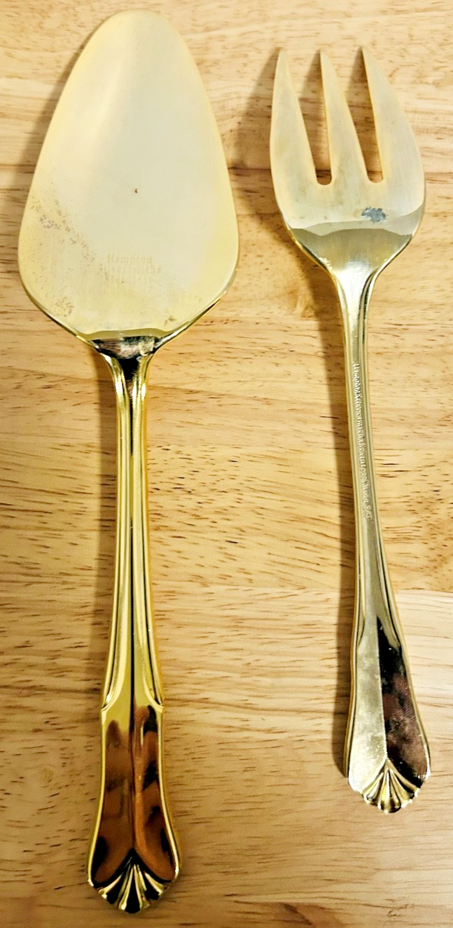 Hampton Silversmiths Gold Serving Pieces 6 Pc Set Spoon Fork Cake Server