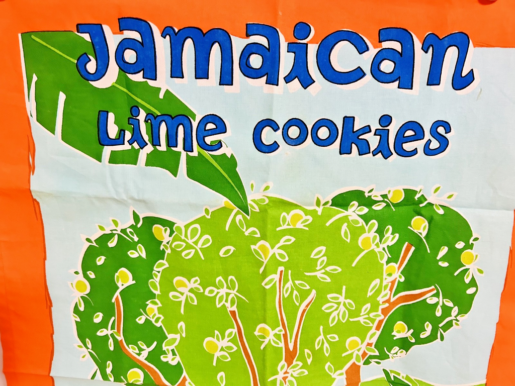 Vintage Jamaican Lime Cookies Recipe Tea Towel Cotton Kitchen Towel