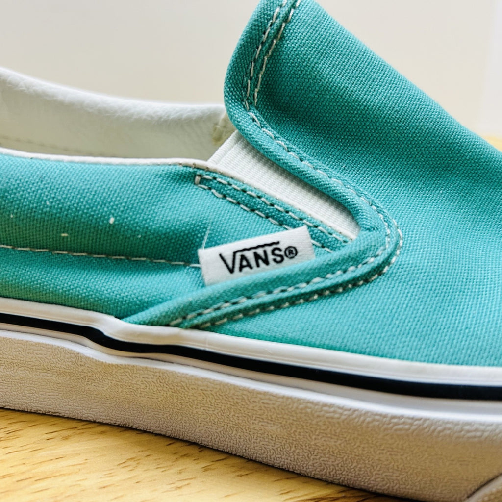 Vans Classic Slip On Teal Canvas Shoes Mens 5.5 Womens 7 Skate Casual