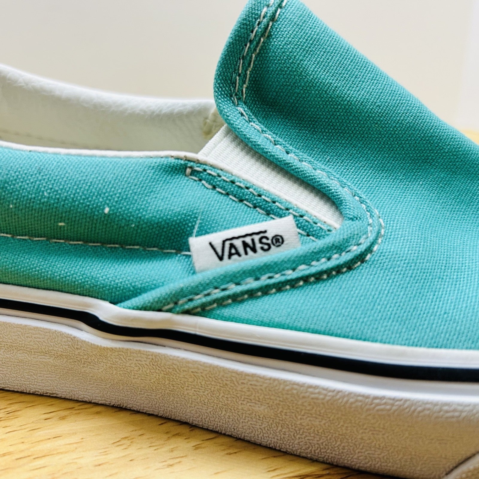 Vans Classic Slip On Teal Canvas Shoes Mens 5.5 Womens 7 Skate Casual