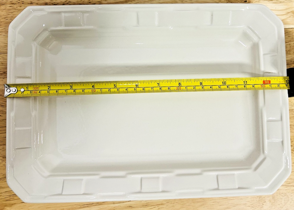 Longaberger Rectangular Pottery Serving Tray Heirloom Ivory 30370 w / Box & Card