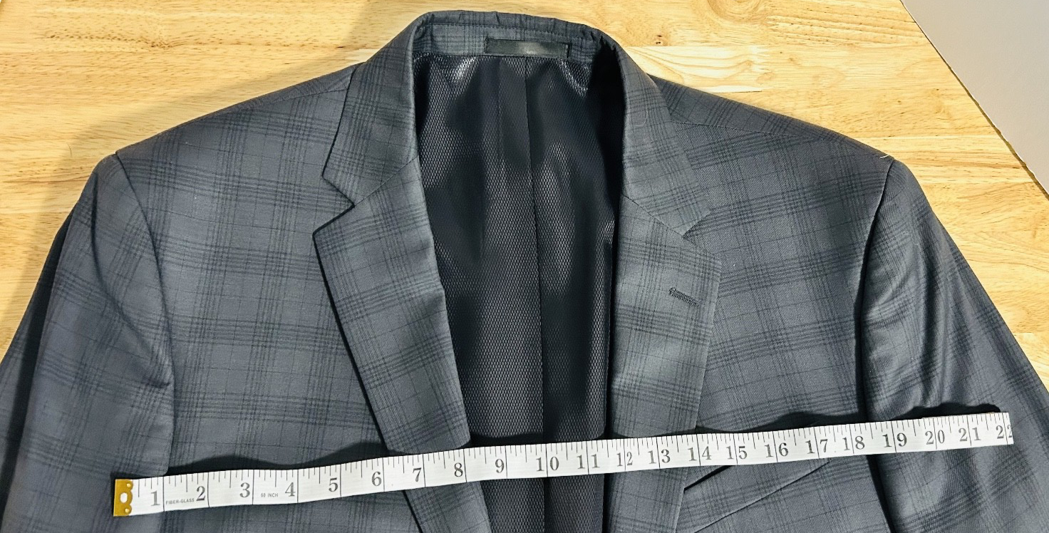 Kenneth Cole New York 46L Gray Plaid 100% Wool Sport Coat Blazer 2 Button