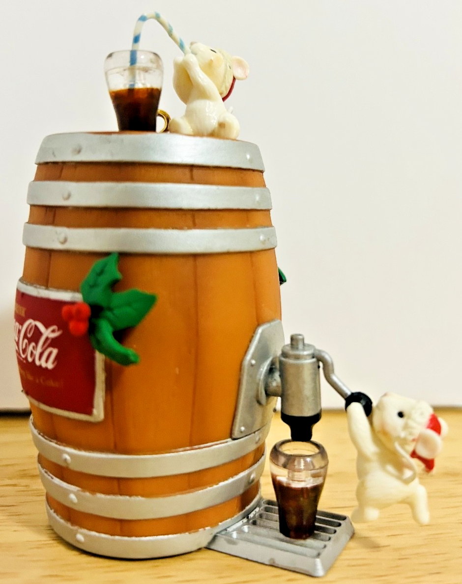 1992 Coca-Cola “The Cold, Crisp Taste of Coke” Ornament 583766 Mice & Barrel Box