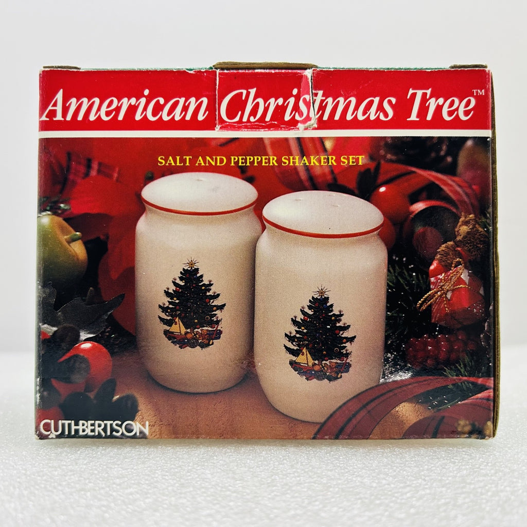 Cuthbertson American Christmas Tree Salt Pepper Shakers Set w Box