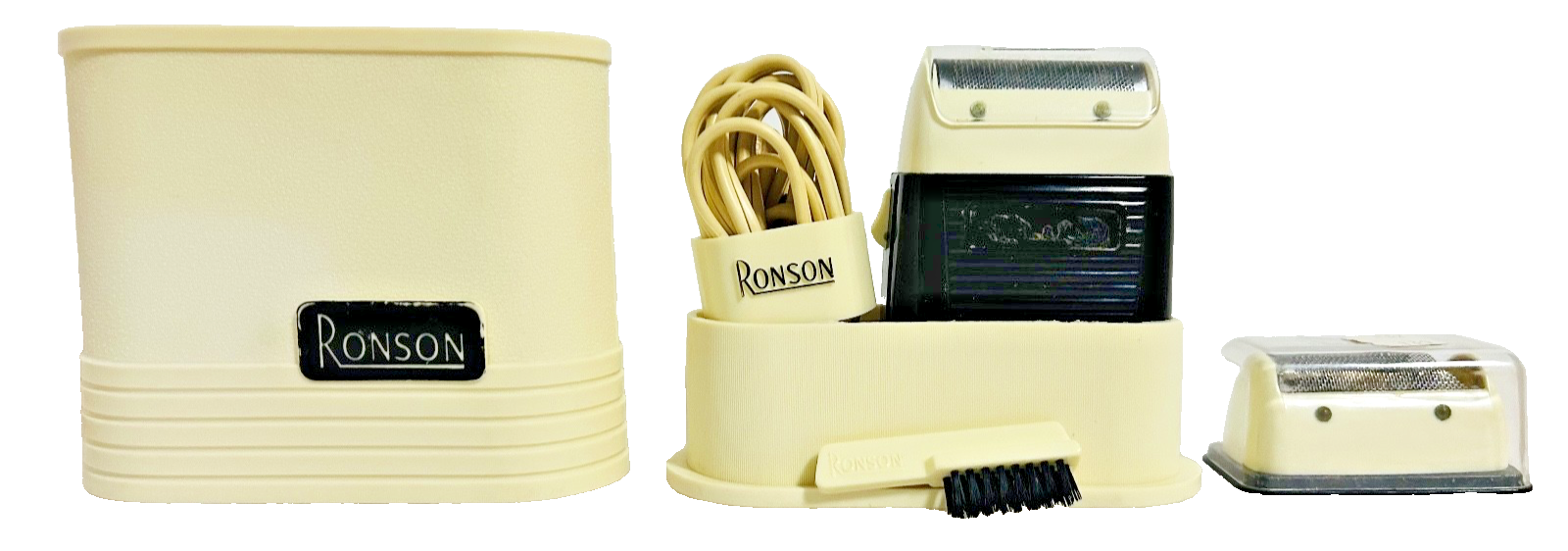 Vintage Ronson Electric Shaver Set w Case Cord Brush Spare Head USA