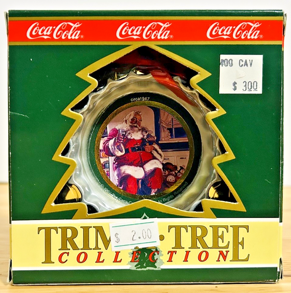 Vintage Coca-Cola Trim-A-Tree Christmas Ornament Bottle Cap Santa NIB
