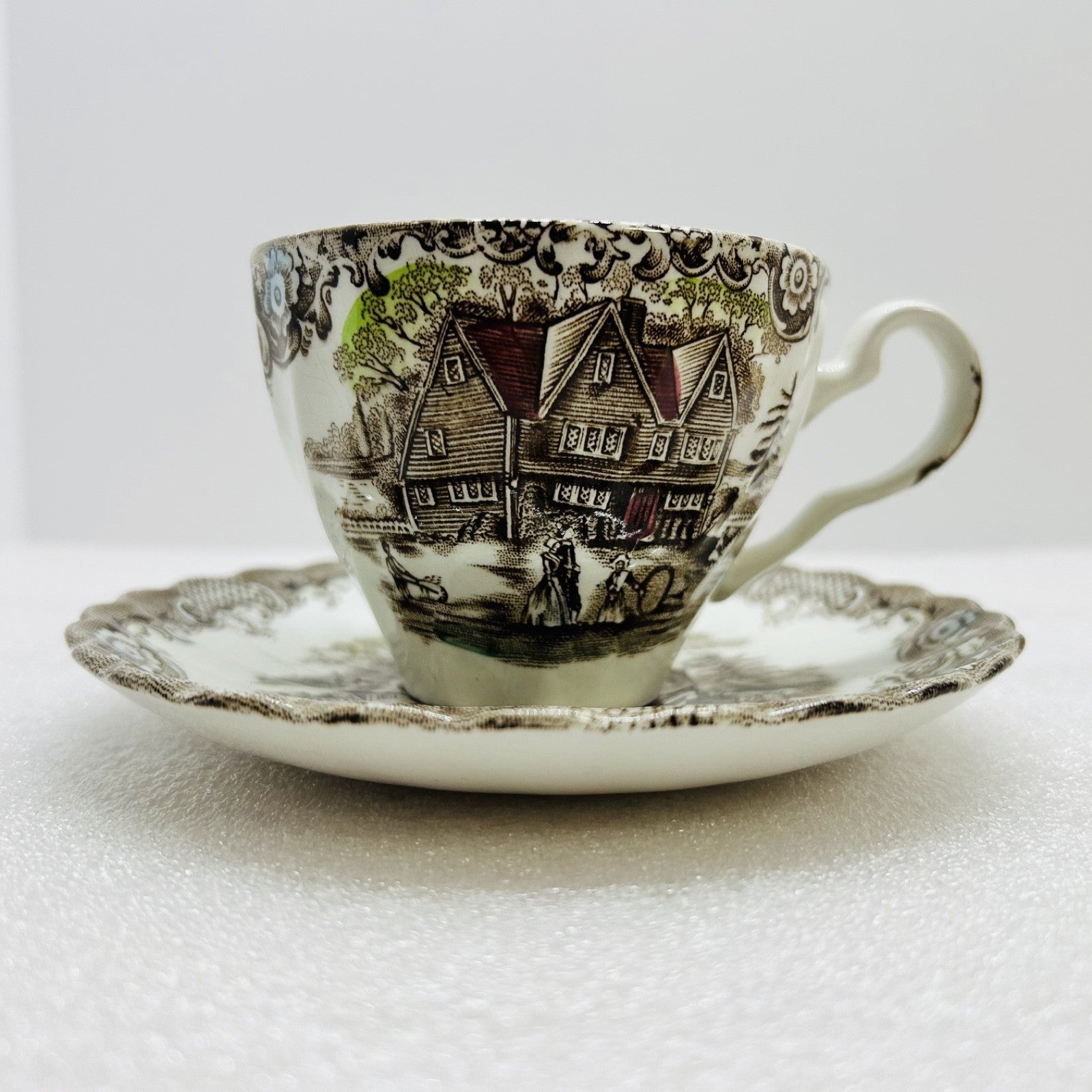 Johnson Brothers Colonial Overhang Teacup and Saucer Heritage Hall
