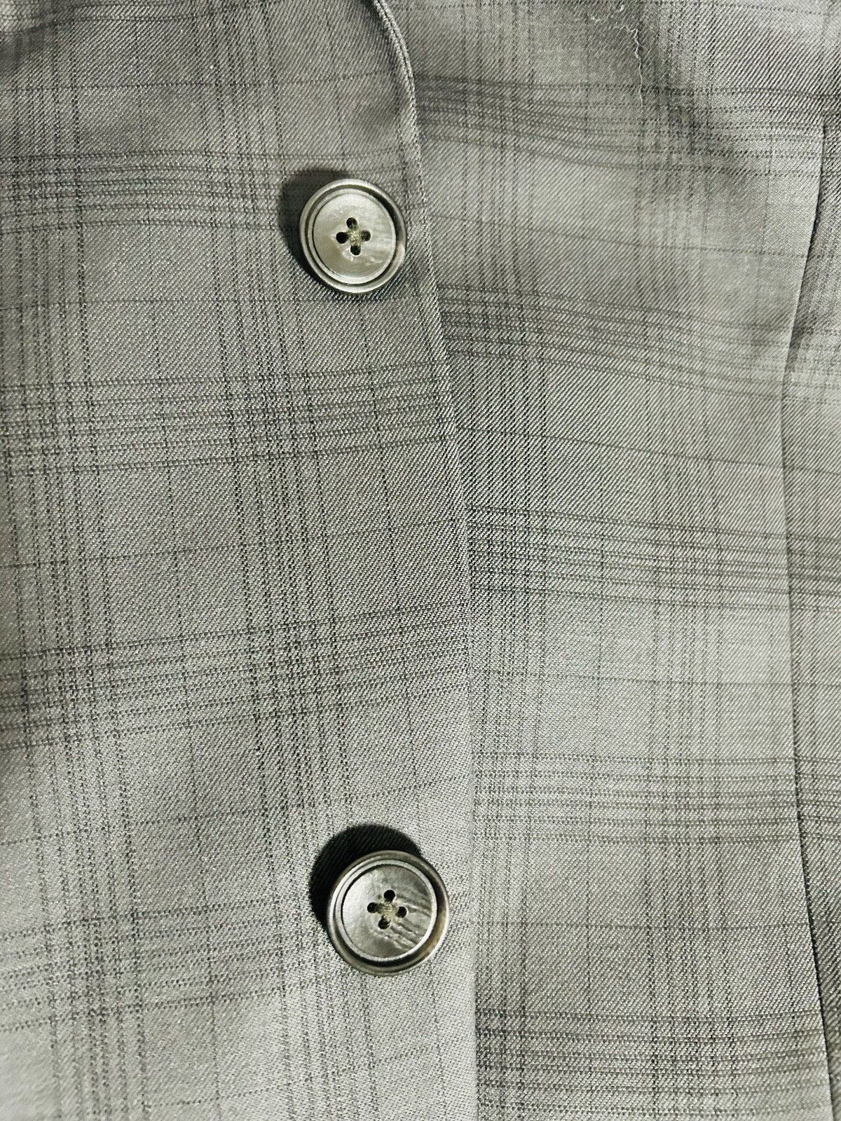 Kenneth Cole New York 46L Gray Plaid 100% Wool Sport Coat Blazer 2 Button