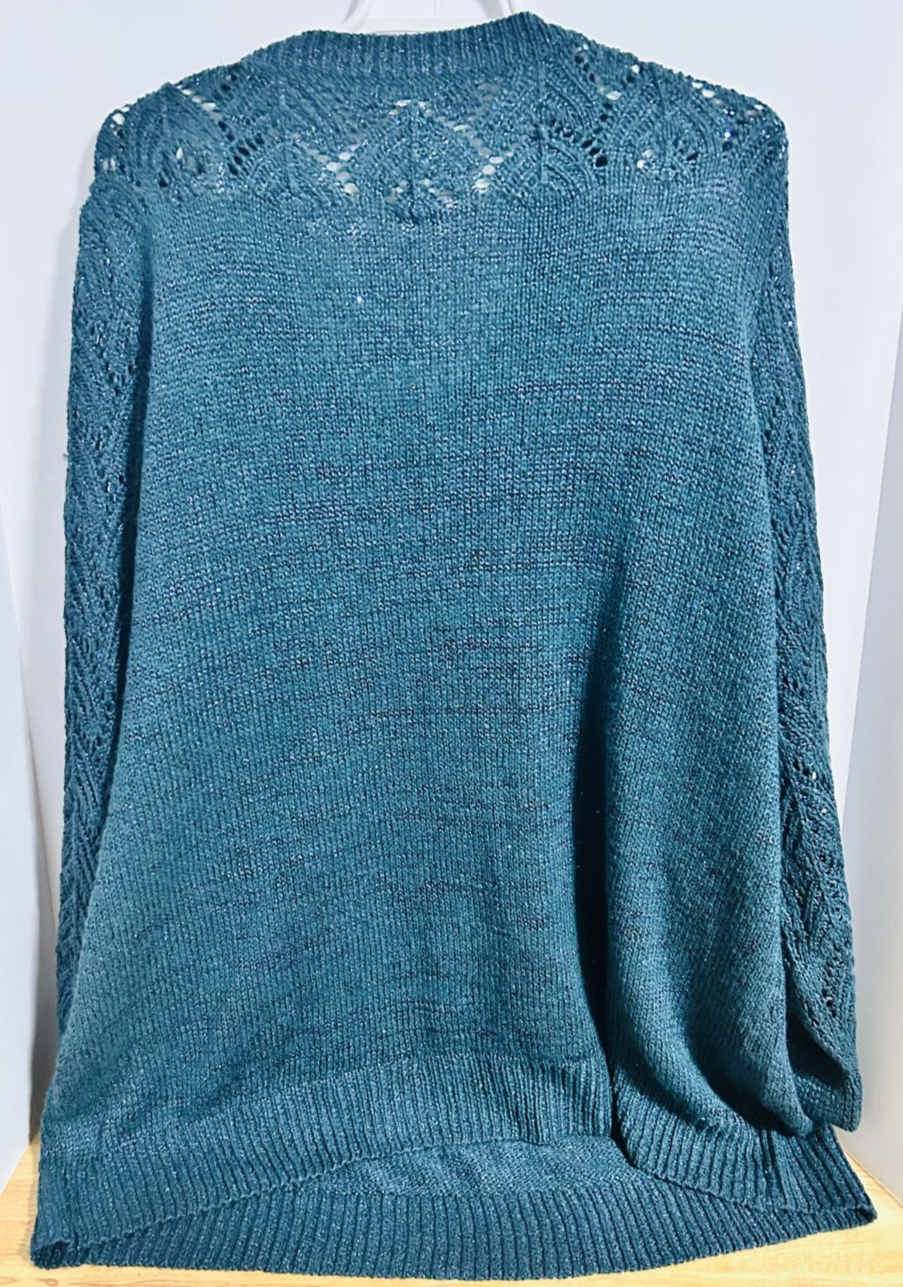 Maurices 3X Teal Metallic Knit Sweater V-Neck Plus Size NWT