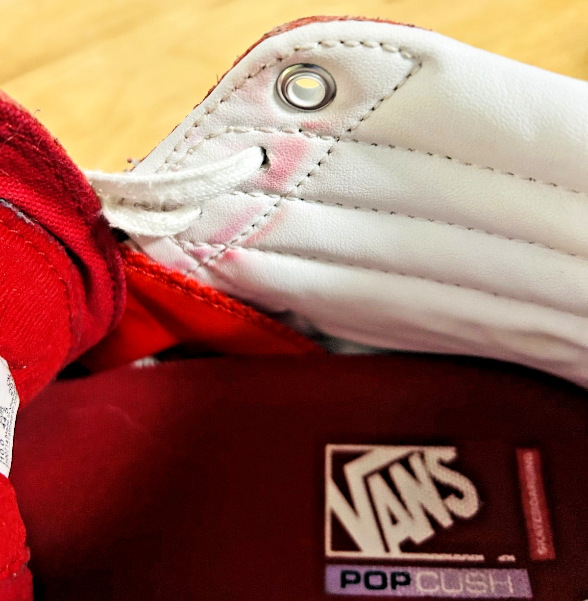 Vans Sk8-Hi Red White Leather Skate Shoes Men’s 11 PopCush