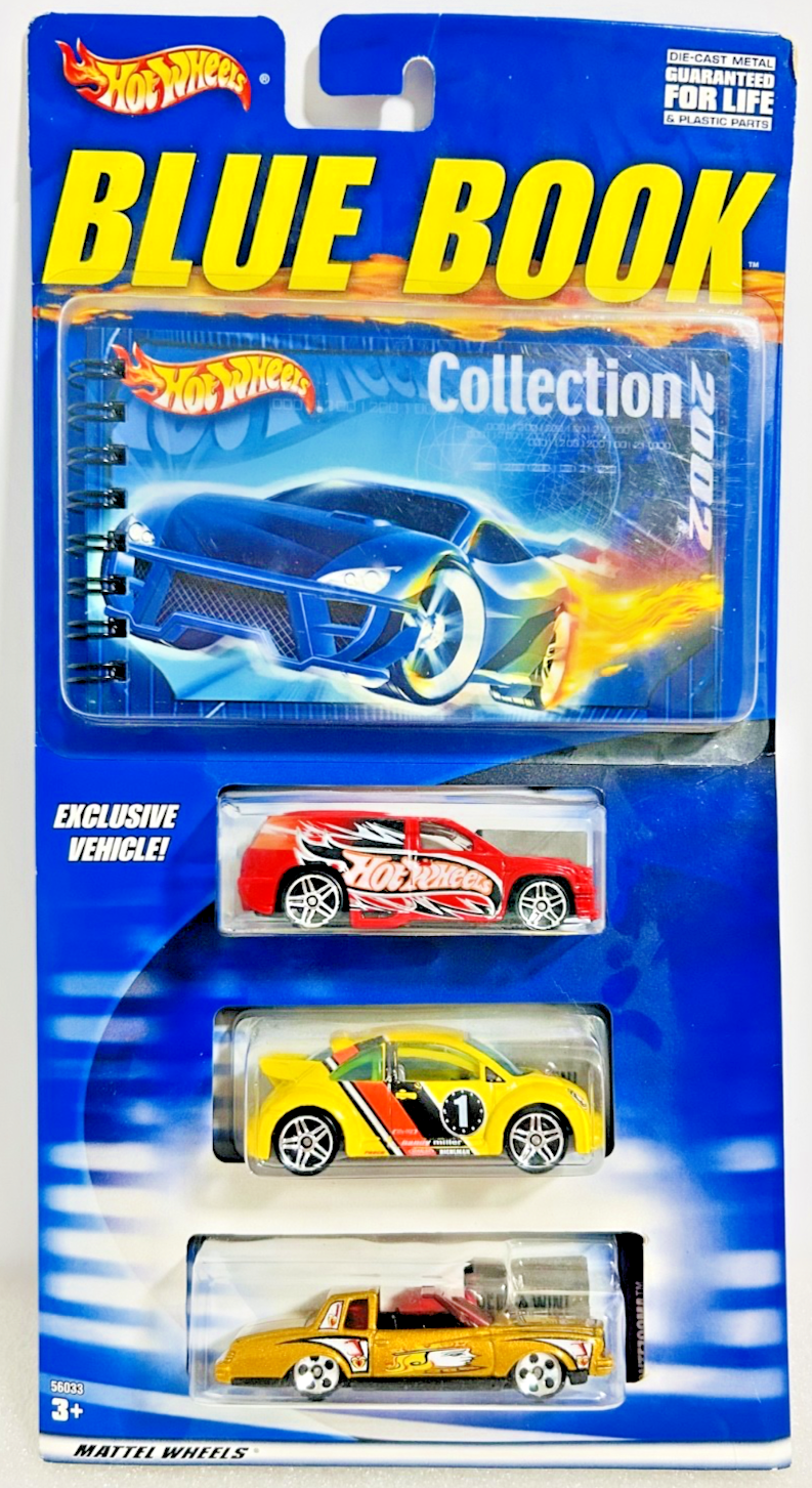2002 Hot Wheels, Blue Book Collection, 3 Car Pack with Exclusive Vehicle, 1:64