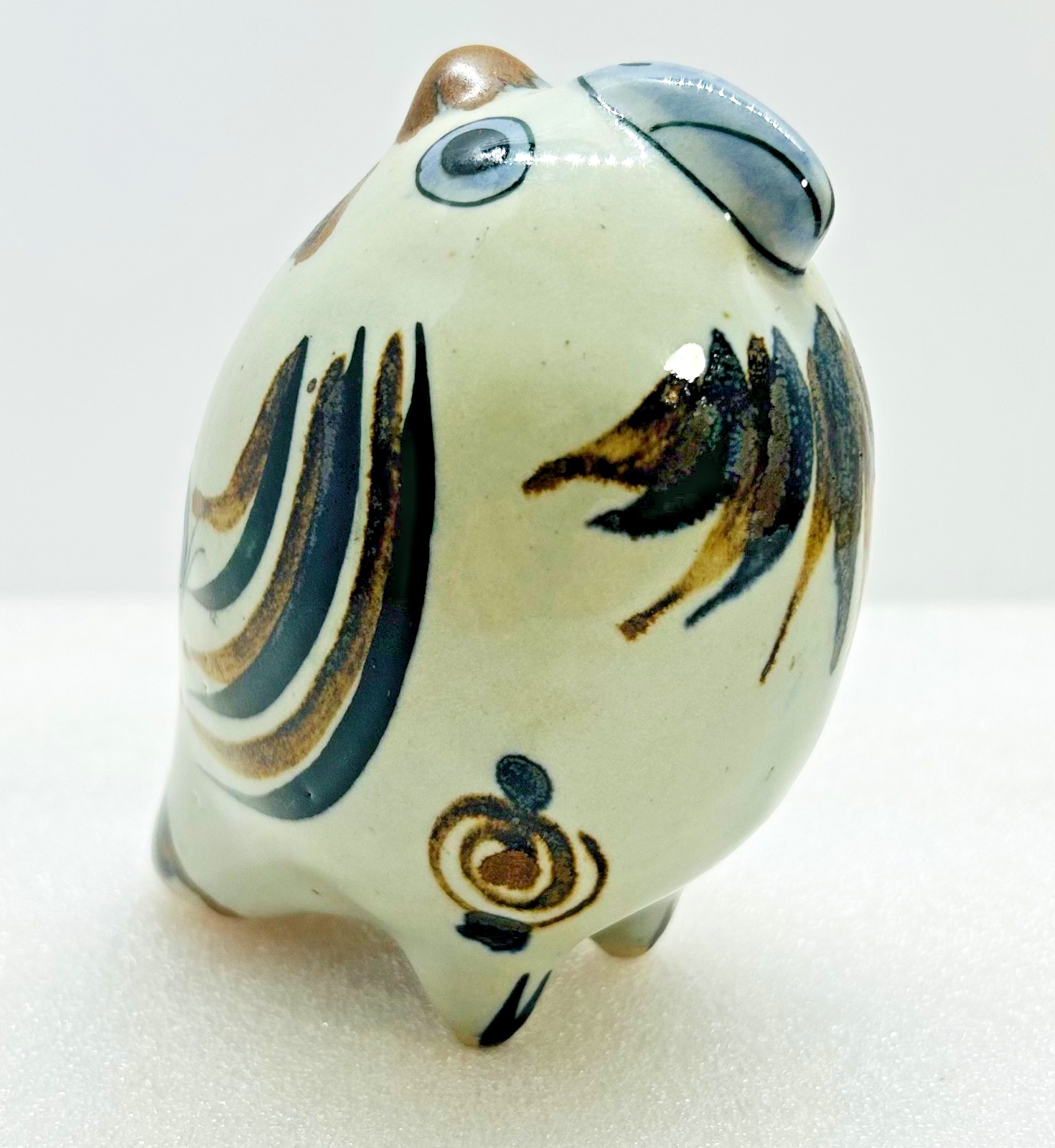 Vintage Tonala Mexico Pottery Bird Figurine Hand Painted Folk Art 5in