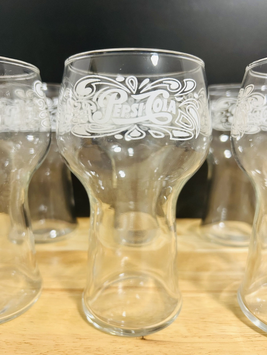 Set of 10 Pepsi-Cola Logo Glasses Vintage Promo Goblet Style Soda Cups