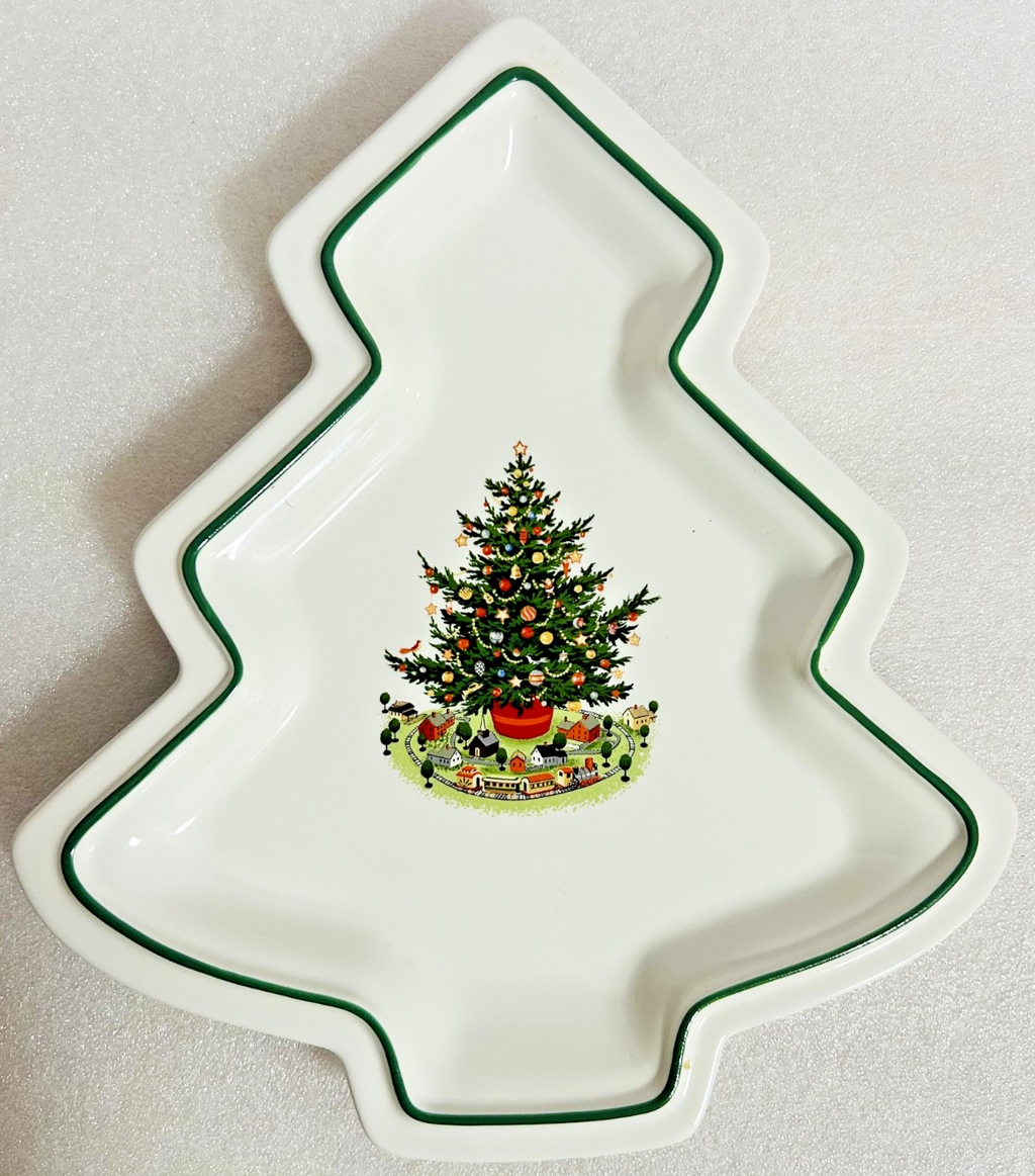 Pfaltzgraff Christmas Tree Serving Dish Platter USA Holiday