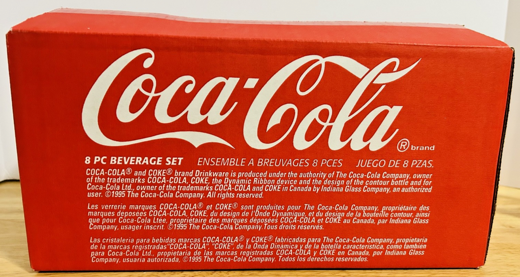 Vintage Coca-Cola Always Coke 8-Pc Glass Tumbler Set 16oz w/ Box – Indiana Glass