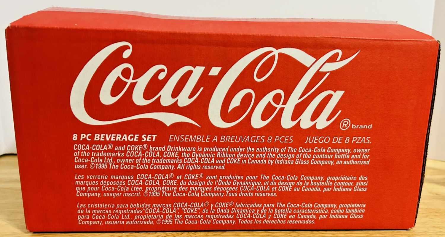 Vintage Coca-Cola Always Coke 8-Pc Glass Tumbler Set 16oz w/ Box – Indiana Glass