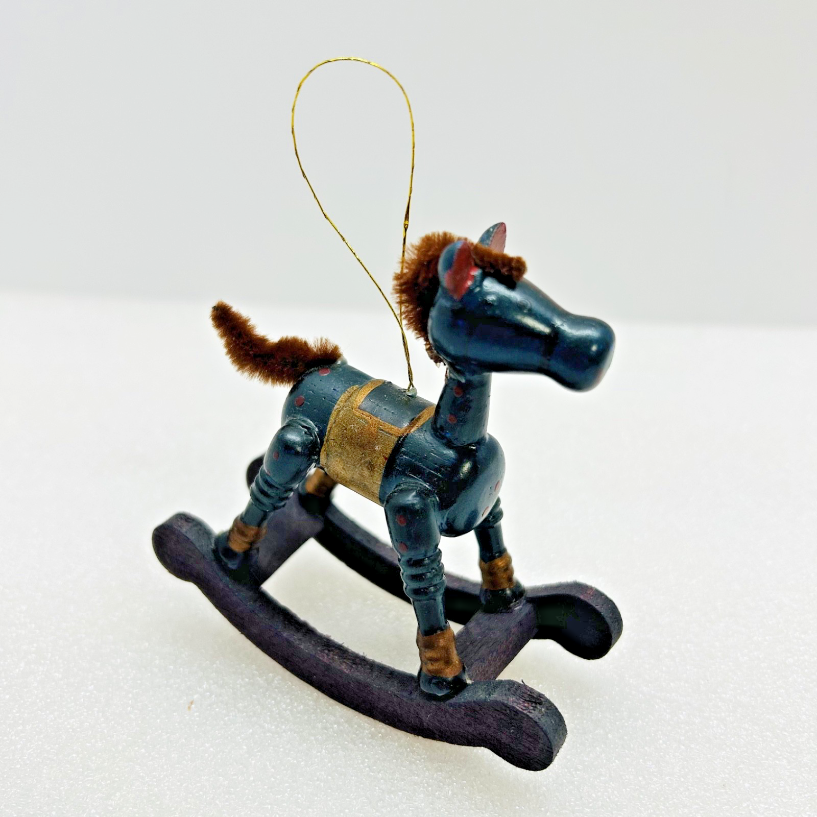 Vintage Wooden Rocking Horse Christmas Ornament Taiwan ATC Item 413