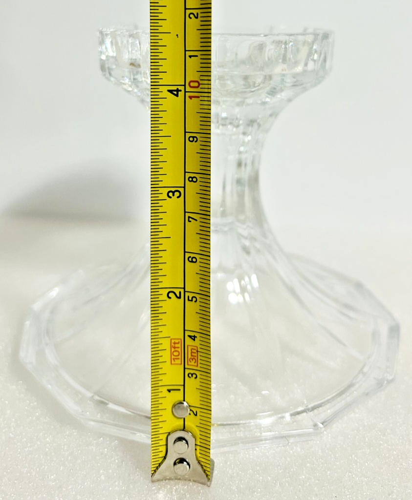 Vintage Clear Pressed Glass Pedestal Candle Holder 4.25” Octagon