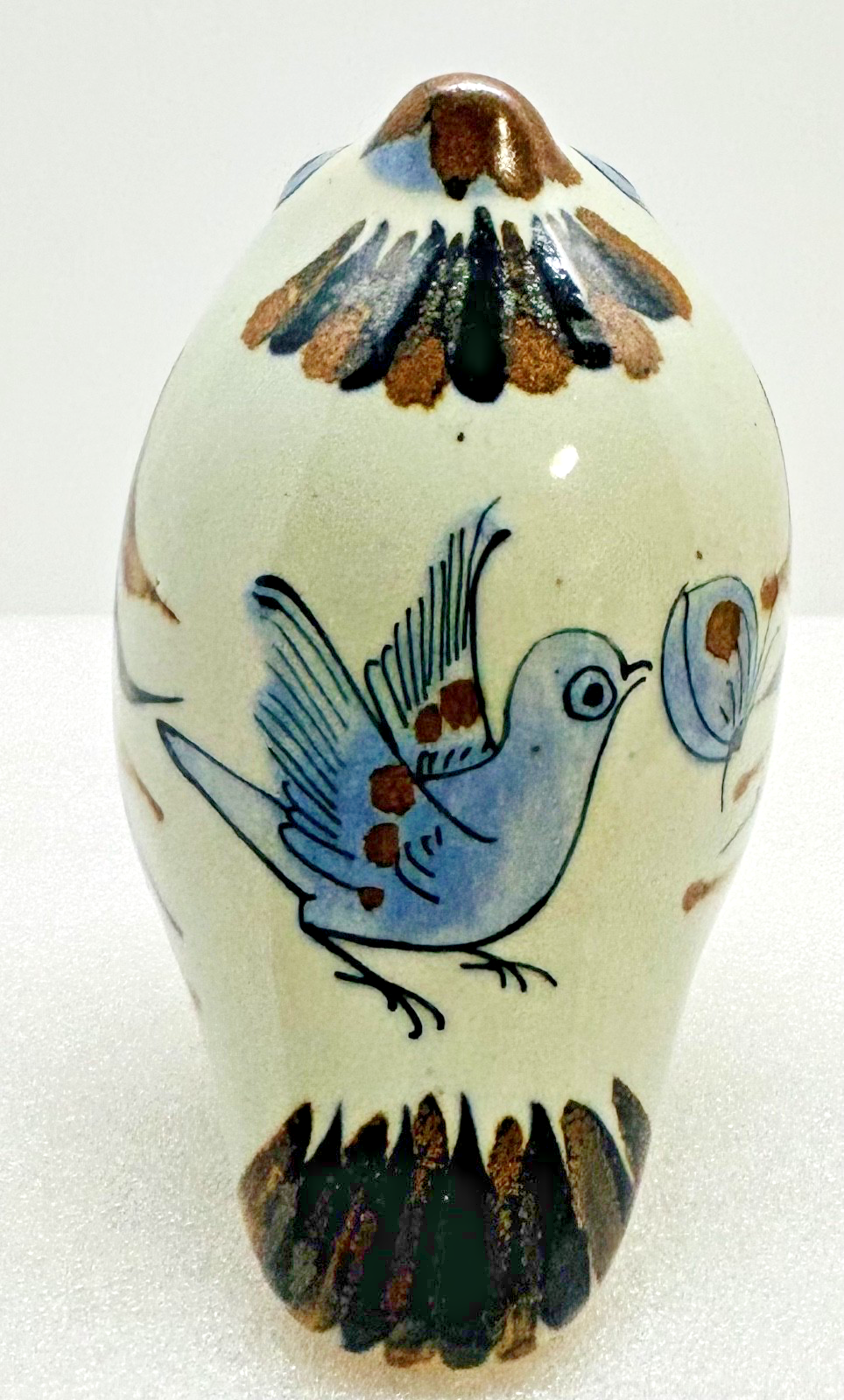 Vintage Tonala Mexico Pottery Bird Figurine Hand Painted Folk Art 5in