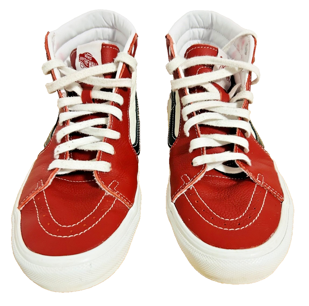 Vans Sk8-Hi Red White Leather Skate Shoes Men’s 11 PopCush