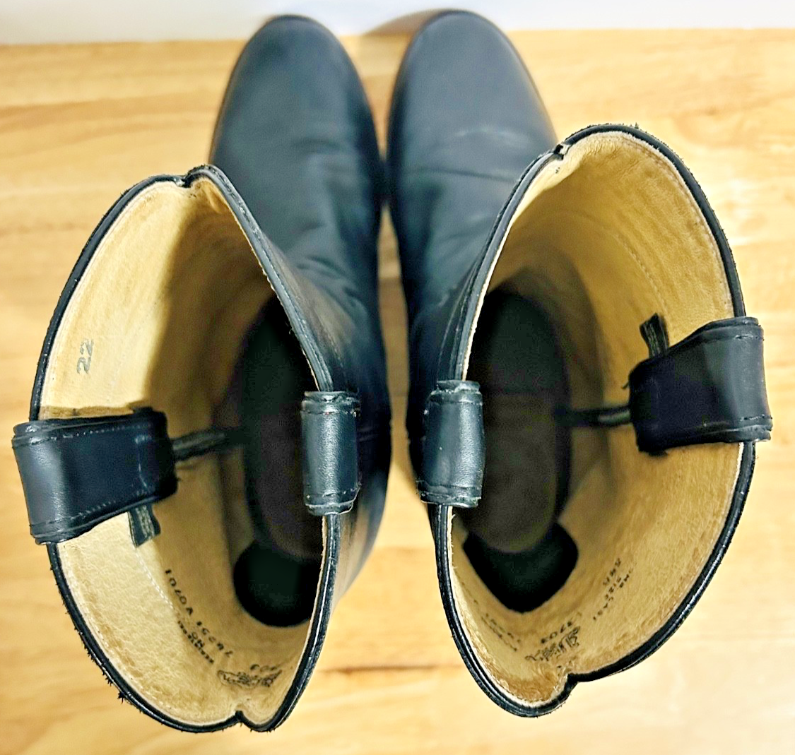 Justin 3703 Black Leather Roper Boots Womens 8.5B USA Western