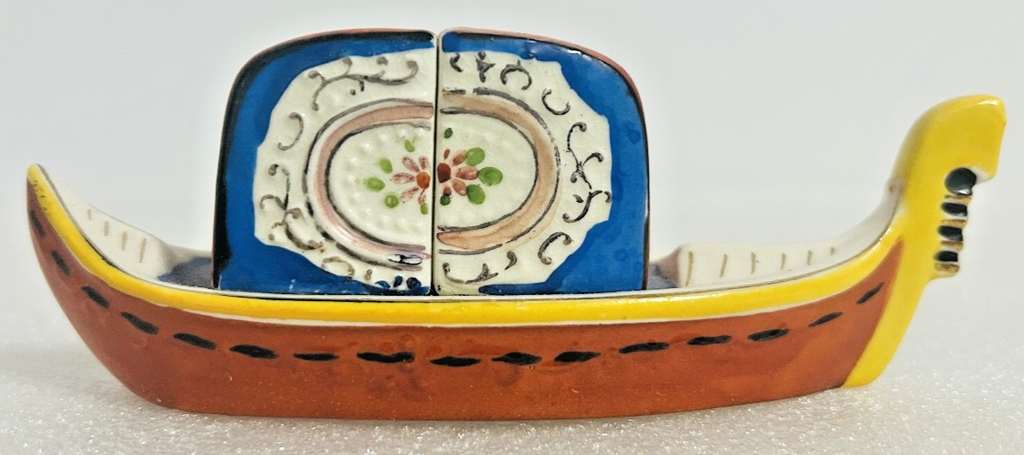 Occupied Japan MEIKO Gondola Boat Salt Pepper Shakers Vintage Ceramic