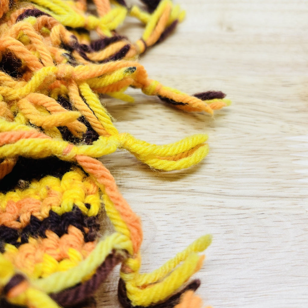 Handmade Crochet Tiger Stripe Throw Blanket 5x4 Ft Retro