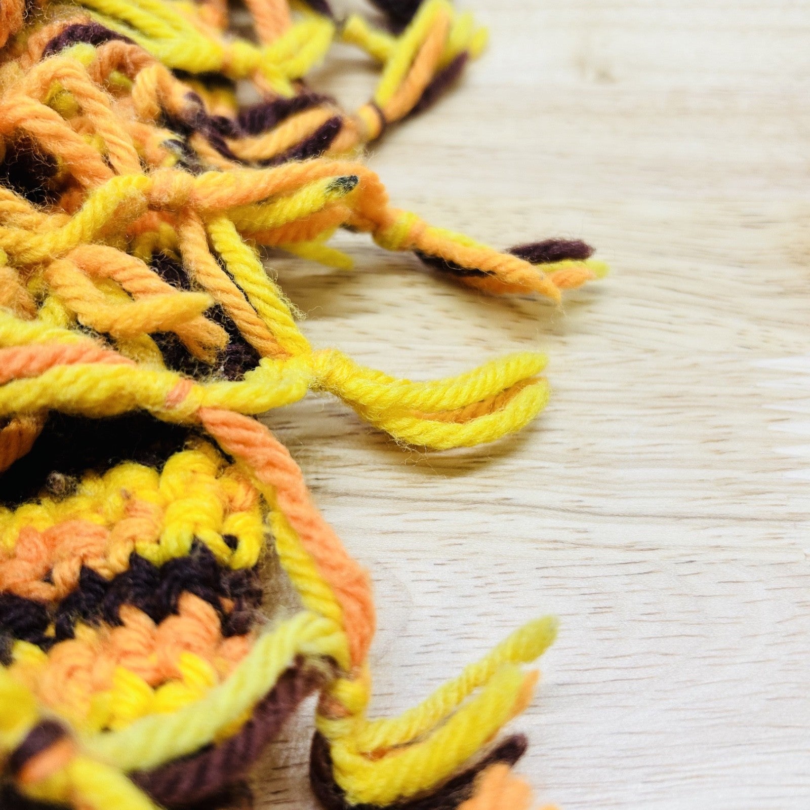 Handmade Crochet Tiger Stripe Throw Blanket 5x4 Ft Retro
