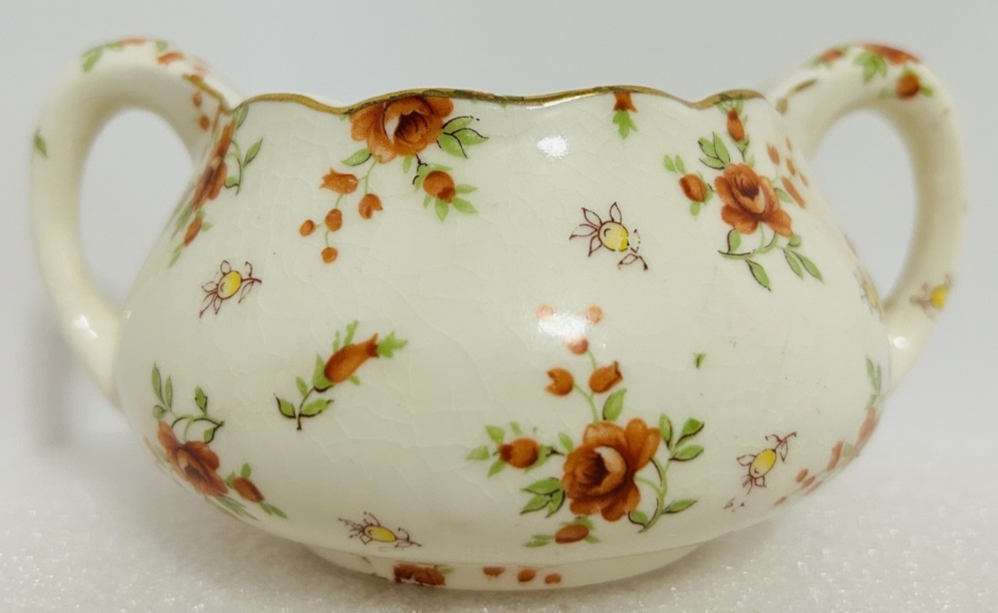 Vintage MM Japan Floral Creamer Sugar Bowl Set Gold Trim