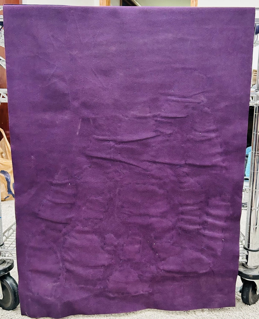 Vintage Felt Nativity Wall Hanging 32in Purple Manger Scene