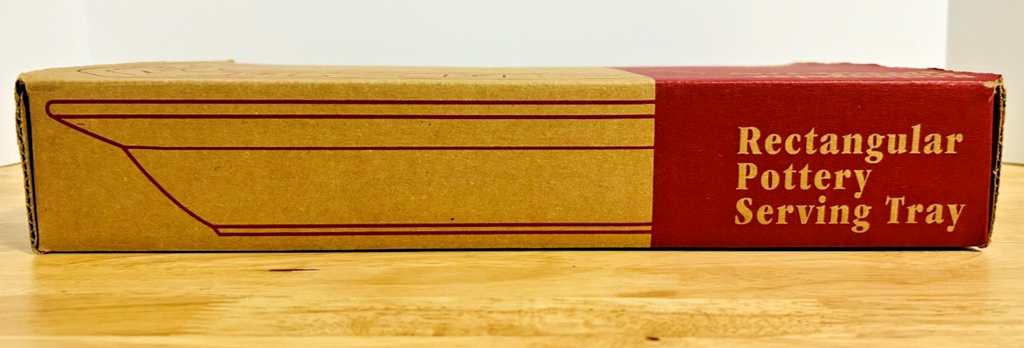 Longaberger Rectangular Pottery Serving Tray Heirloom Ivory 30370 w / Box & Card