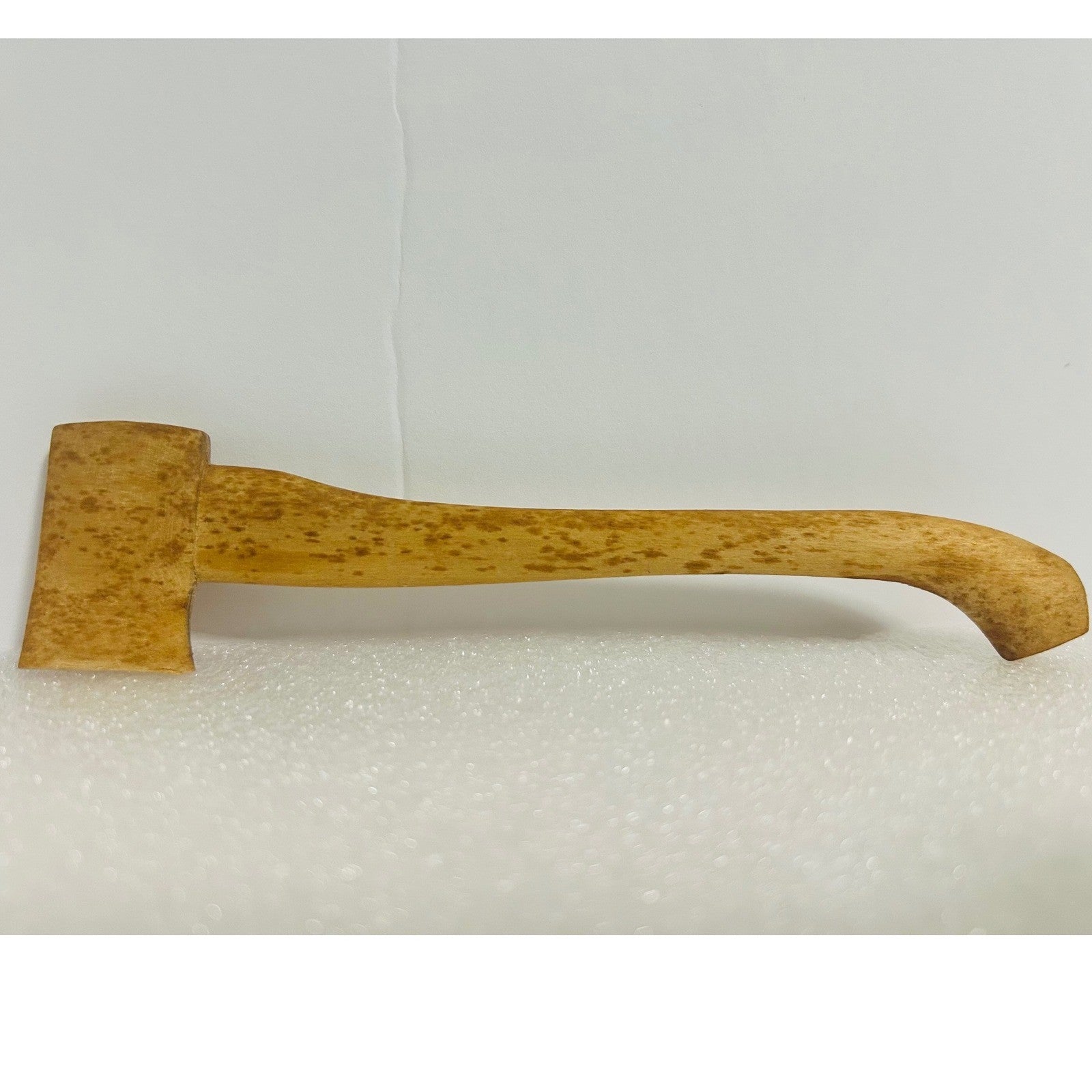 Hand Carved Wood Axe and Tree Stump Desk Decor Miniature Collectible