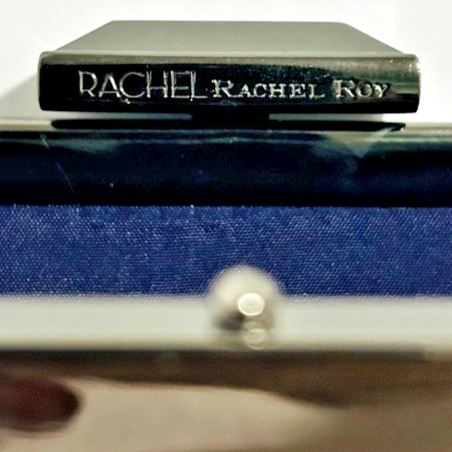 Rachel Roy Snakeskin Clutch Cream Blue Frame Evening Bag