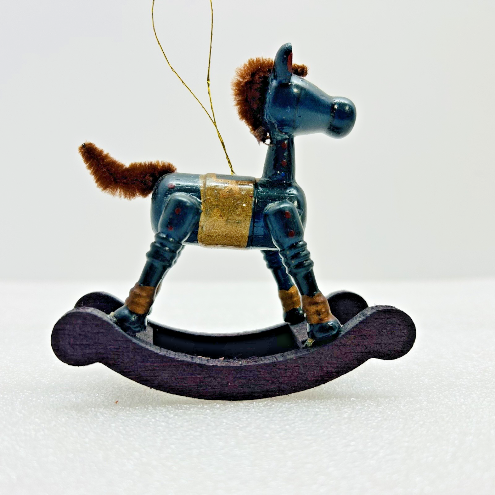 Vintage Wooden Rocking Horse Christmas Ornament Taiwan ATC Item 413