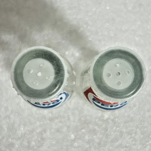 Vintage Pepsi Cola Mini Glass Bottles Salt & Pepper Shakers Set w/ Caps
