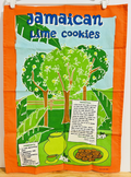 Vintage Jamaican Lime Cookies Recipe Tea Towel Cotton Kitchen Towel