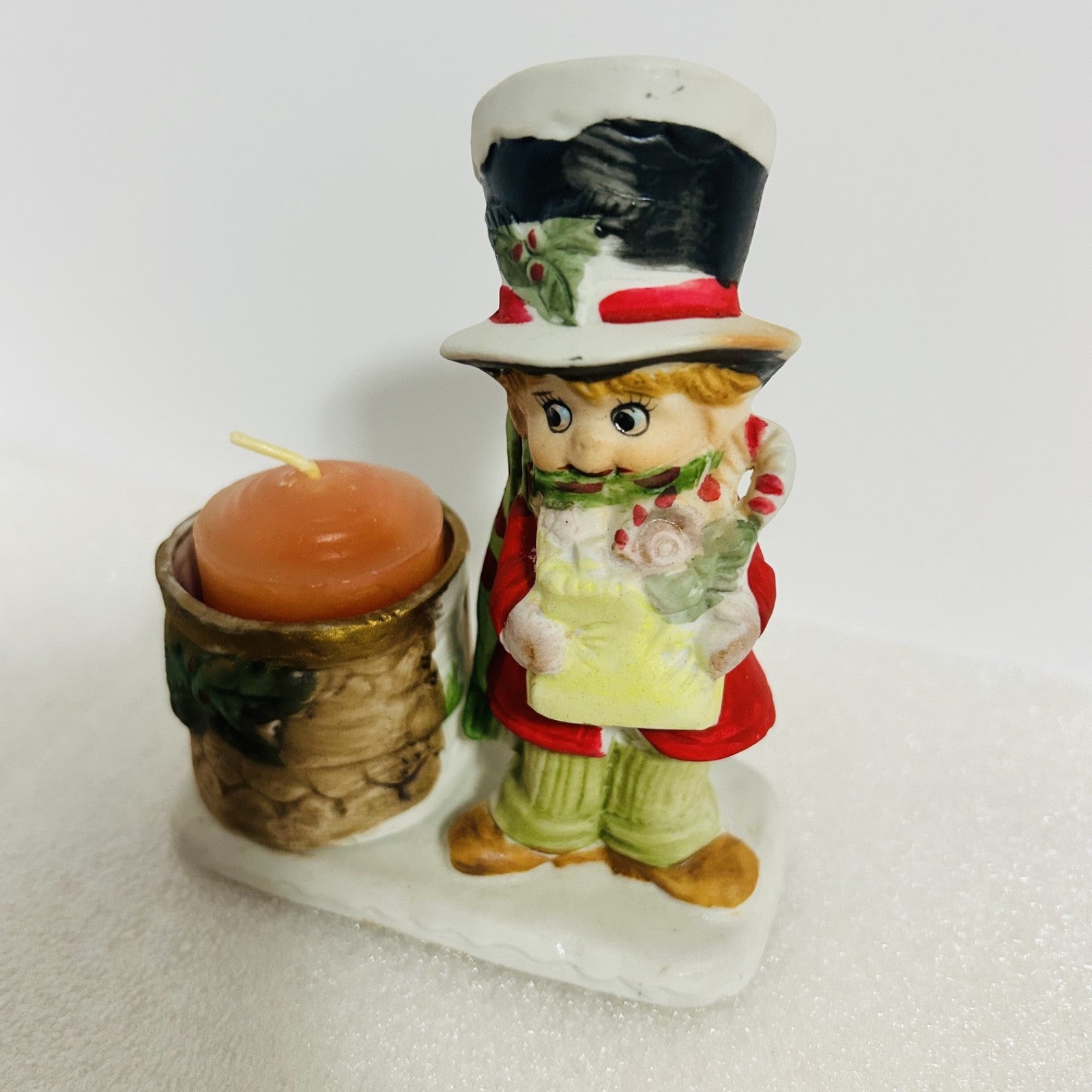 Vintage 1978 Jasco Christmas Luvkins #10 Porcelain Boy Candle Holder
