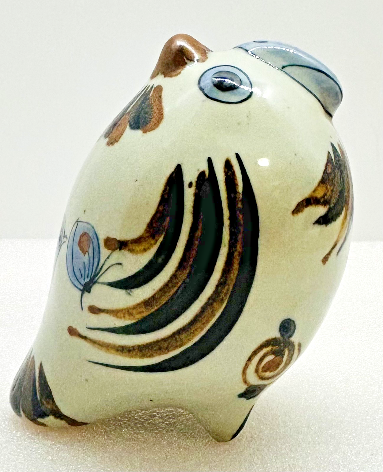 Vintage Tonala Mexico Pottery Bird Figurine Hand Painted Folk Art 5in