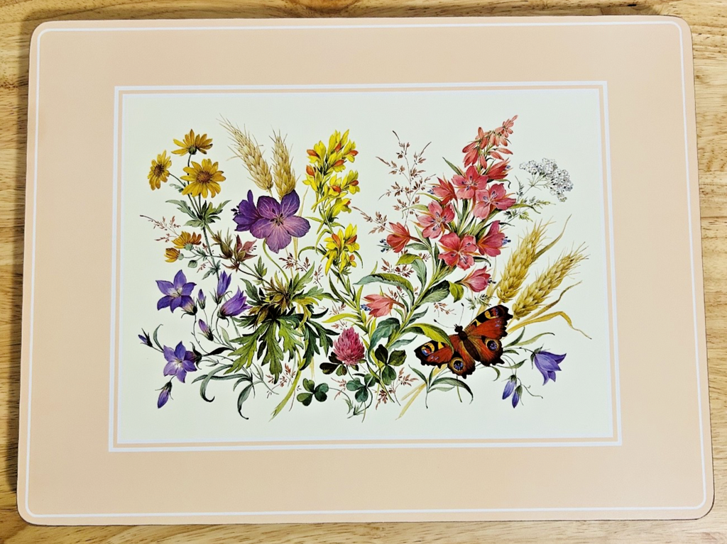Pimpernel Fieldflowers Placemats Set of 4 Cork Back Satin Finish England
