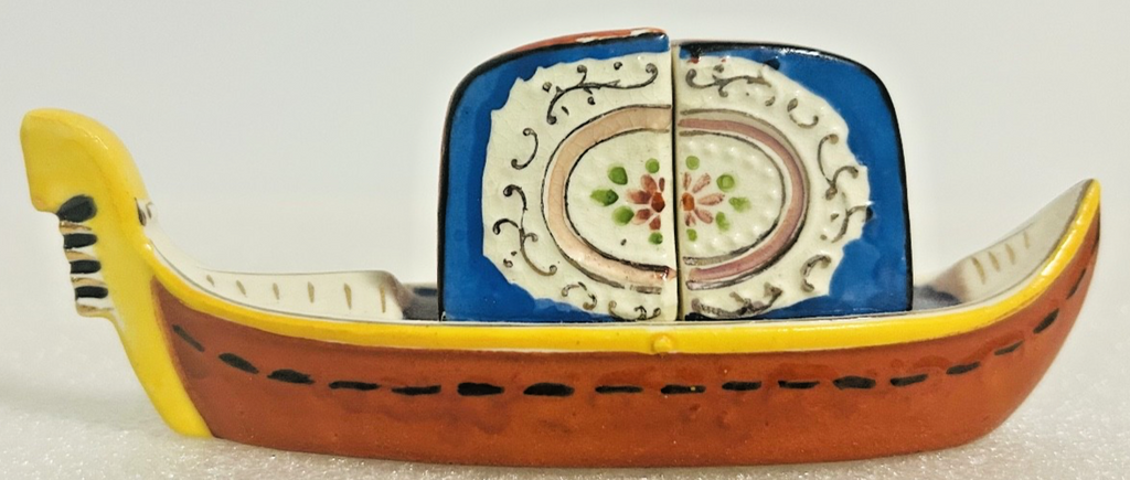 Occupied Japan MEIKO Gondola Boat Salt Pepper Shakers Vintage Ceramic