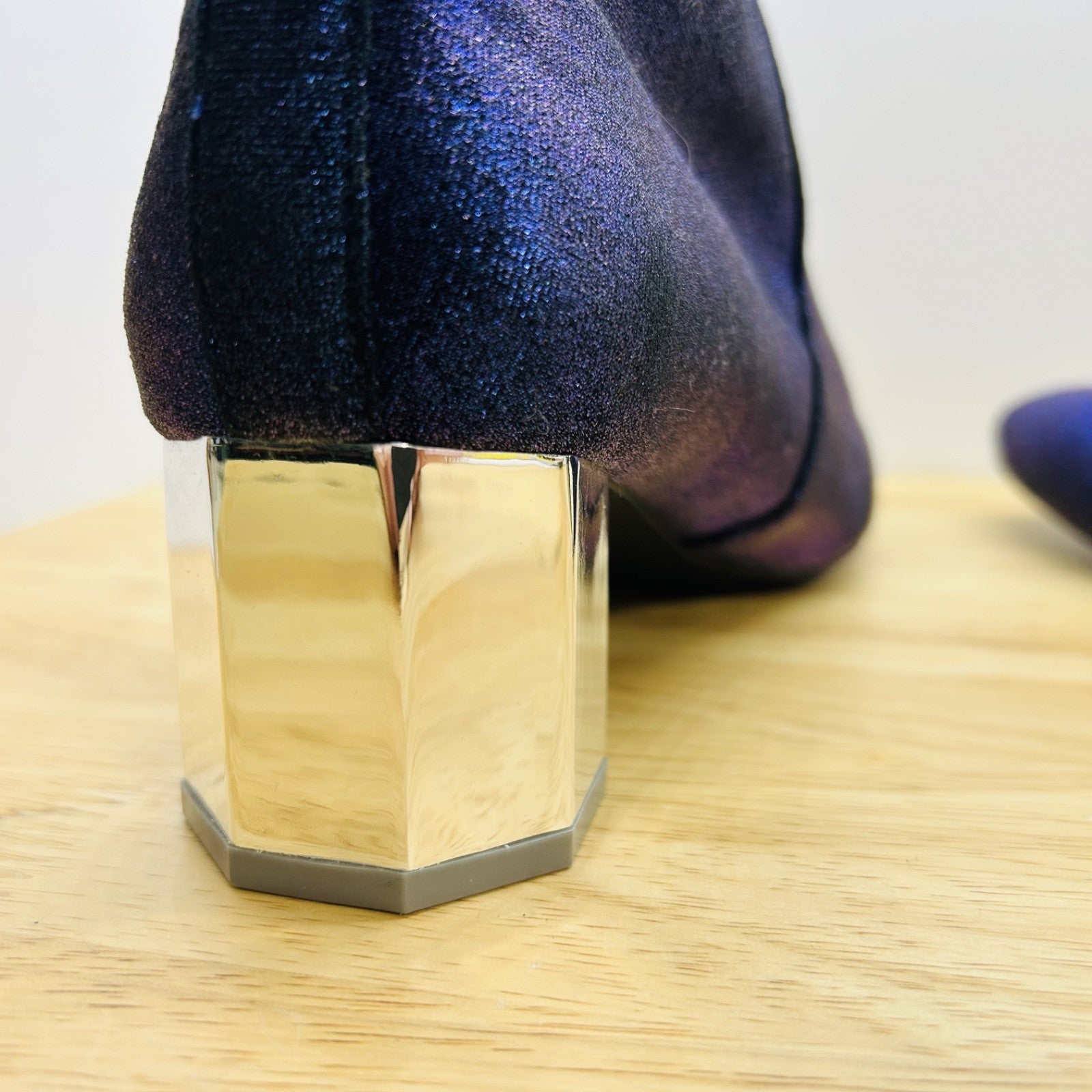 Katy Perry The Danna Ankle Boots Blue Velvet Metallic Heel Womens 7