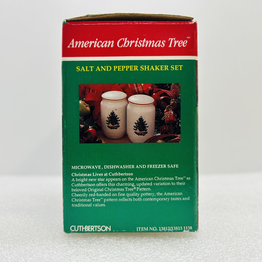 Cuthbertson American Christmas Tree Salt Pepper Shakers Set w Box