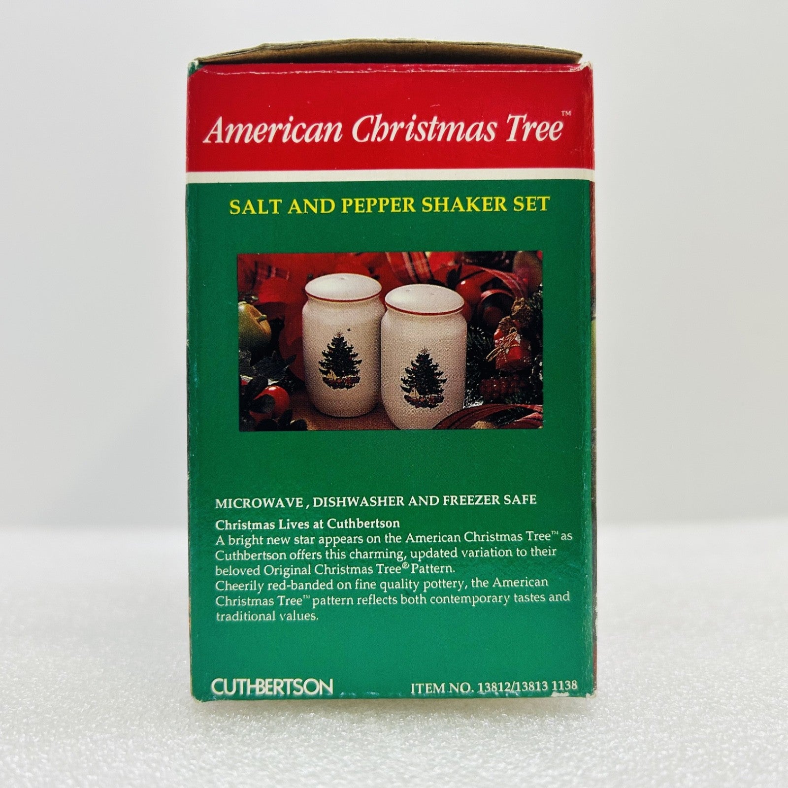 Cuthbertson American Christmas Tree Salt Pepper Shakers Set w Box