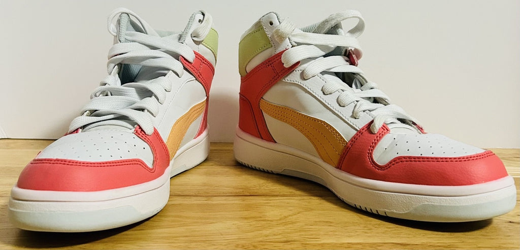 Puma Rebound LayUp Mid White Coral Womens 6.5C Sneakers 370486 35