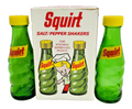 Vintage Squirt Soda Salt & Pepper Shakers w Box Green Glass Bottles