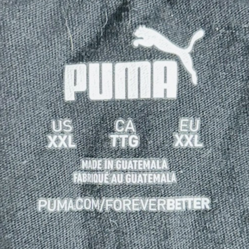 Puma Black Logo T-Shirt Mens XXL White Jumping Cat Graphic Tee