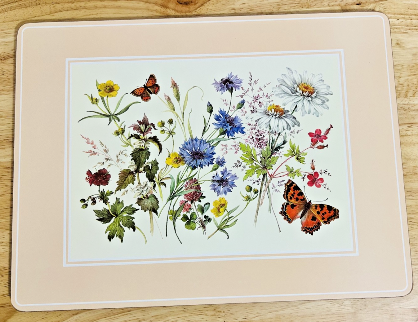 Pimpernel Fieldflowers Placemats Set of 4 Cork Back Satin Finish England